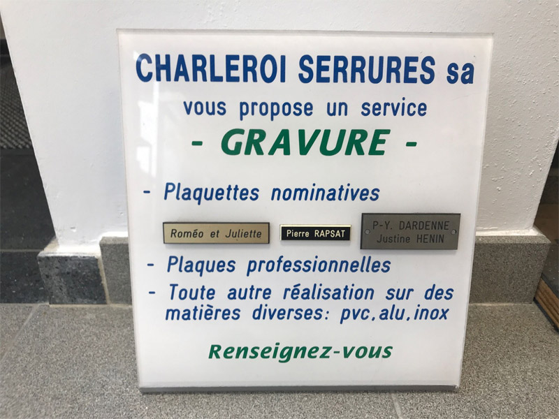 réalisation de gravure sur mesure à charleroi